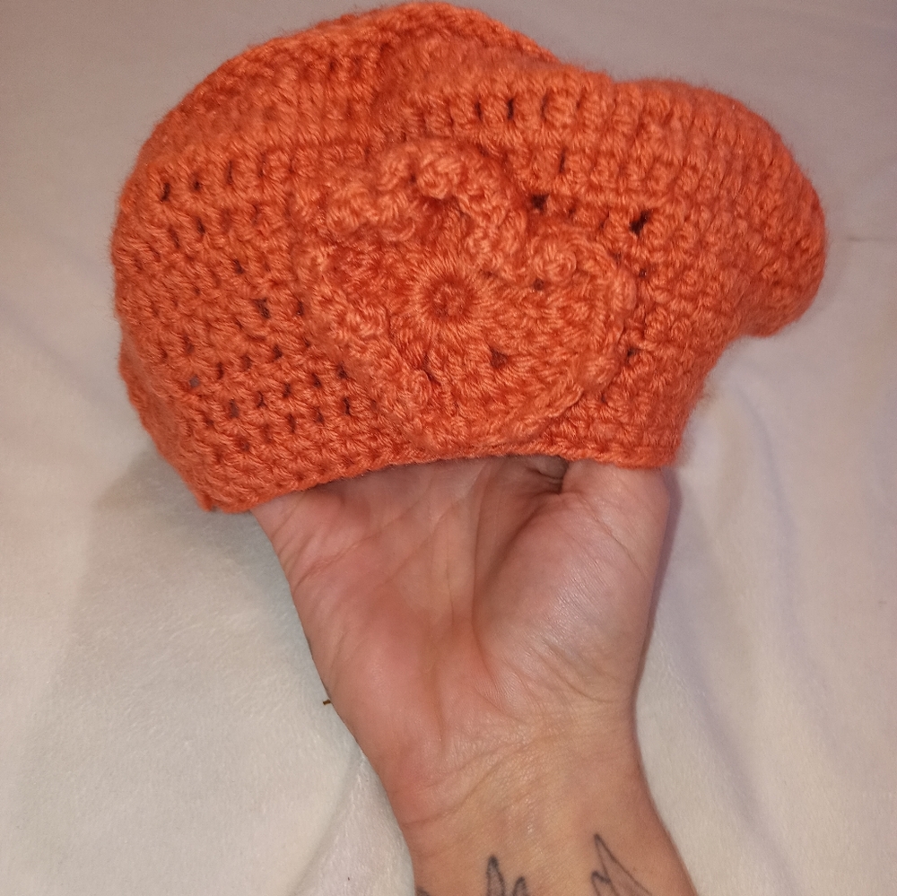 Homemade Orange knitted beanie